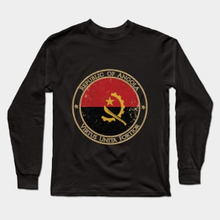 Vintage Republic of Angola Africa African Flag Long Sleeve T-Shirt